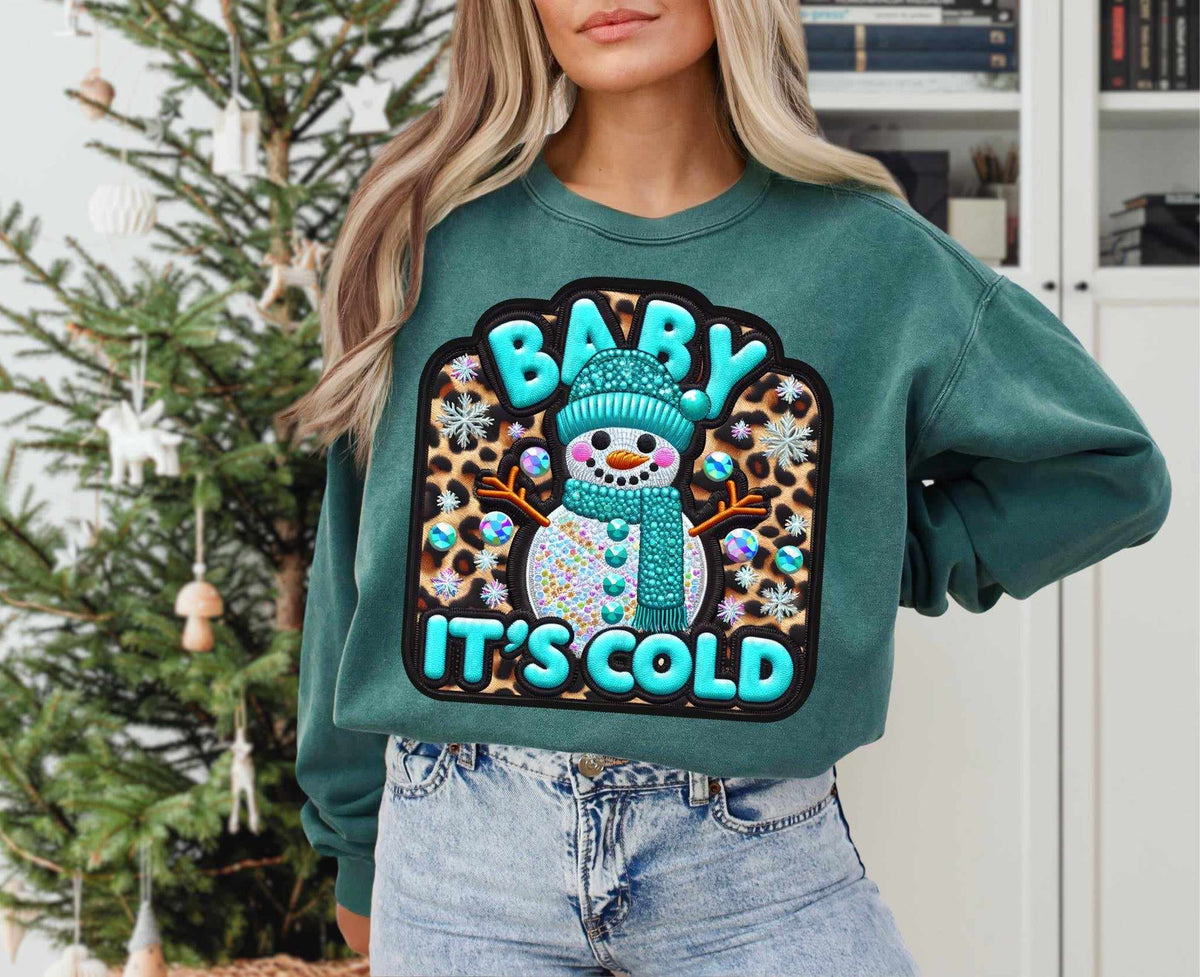 Baby it's cold snowman blue font exclusive 43744 DTF transfer