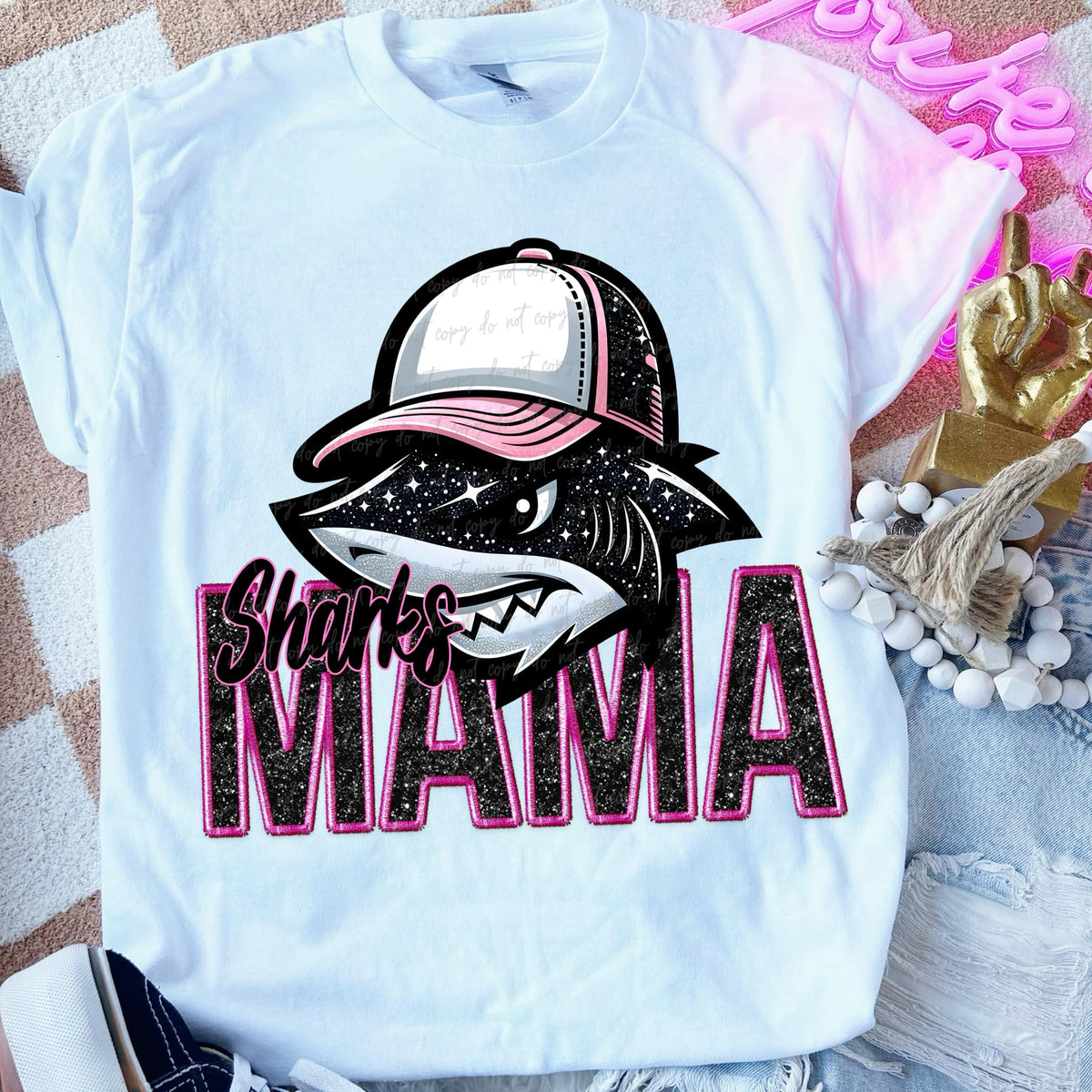 Sharks mama PINK DTF transfers