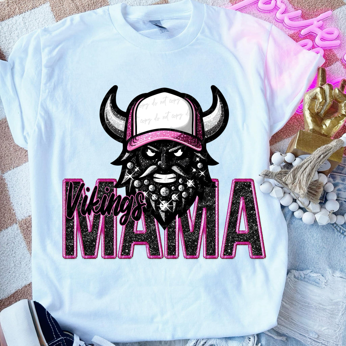 Vikings mama PINK DTF transfers