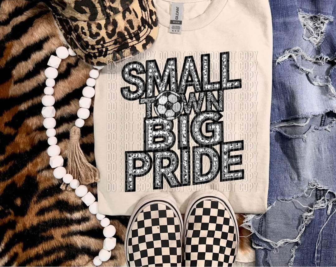 Small town big spirit soccer rhinestone 44498 DTF transfer