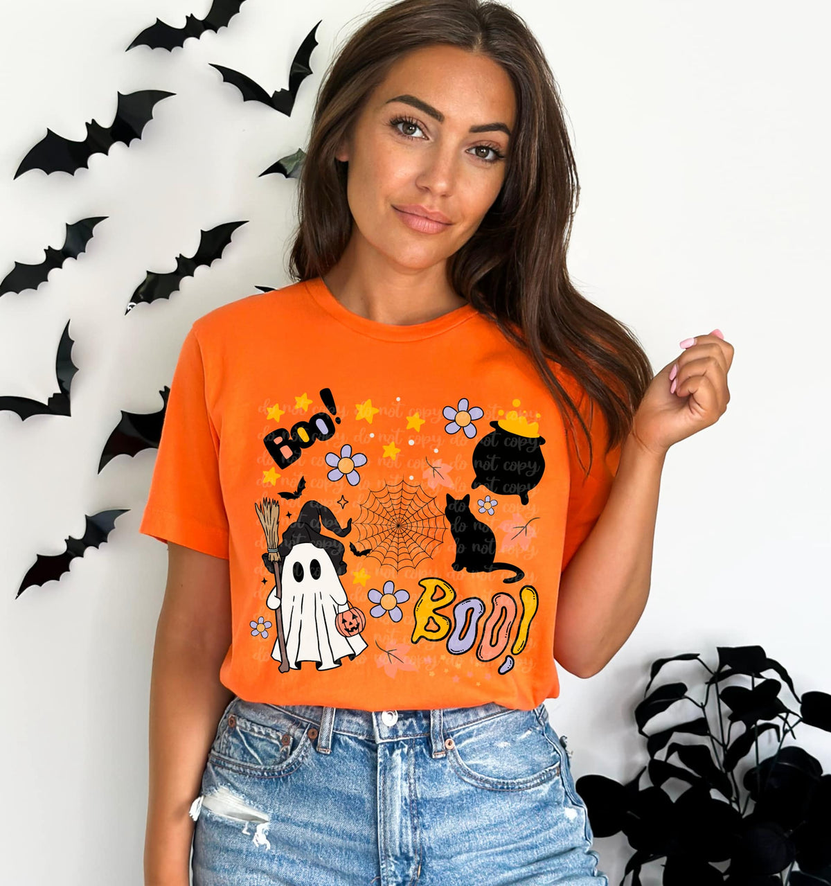 Boo! Boo! Ghost cat pot collage exclusive DTF transfer