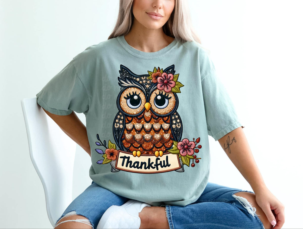 Thankful owl 50683 DTF transfer