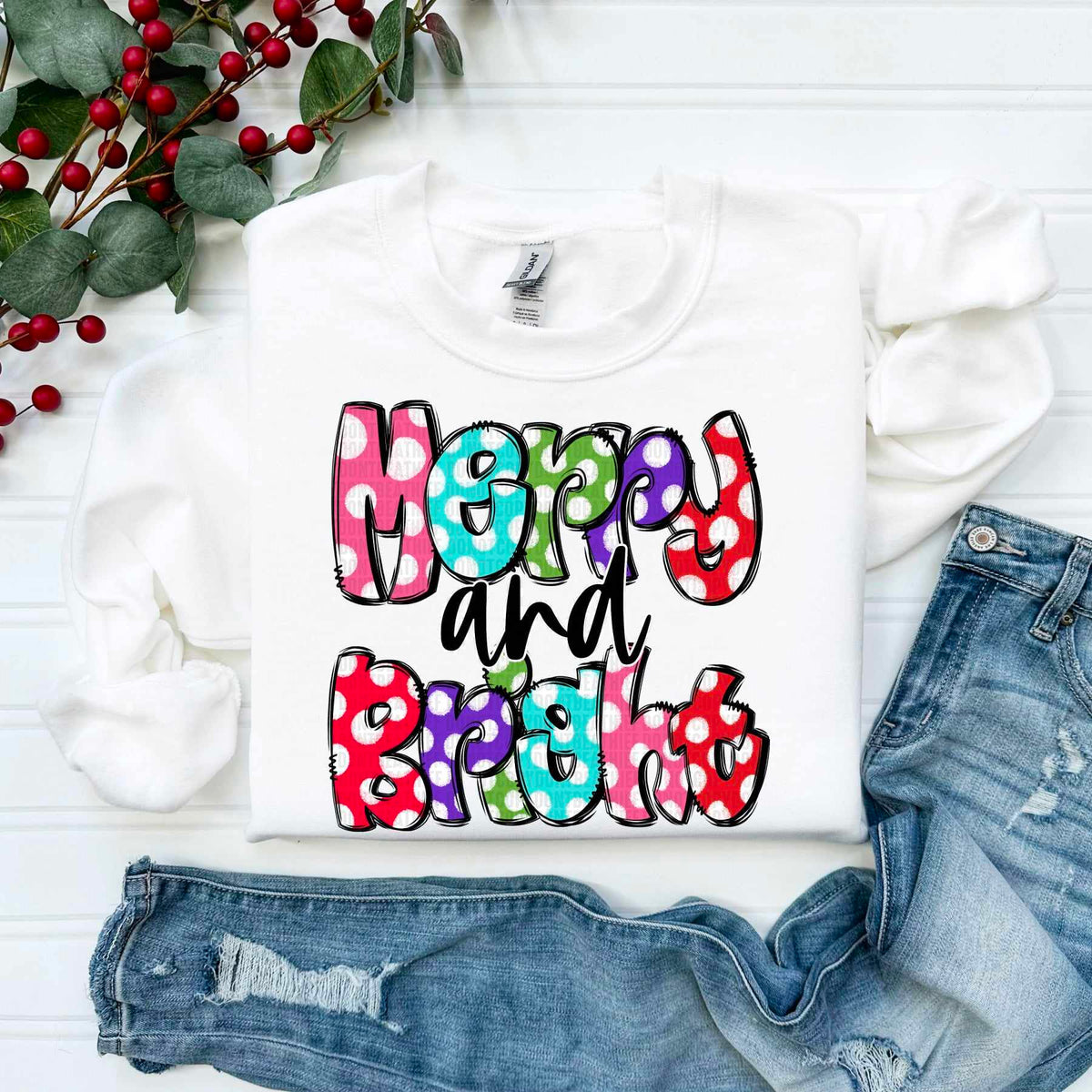 Merry and bright polka dots 50676 DTF transfer