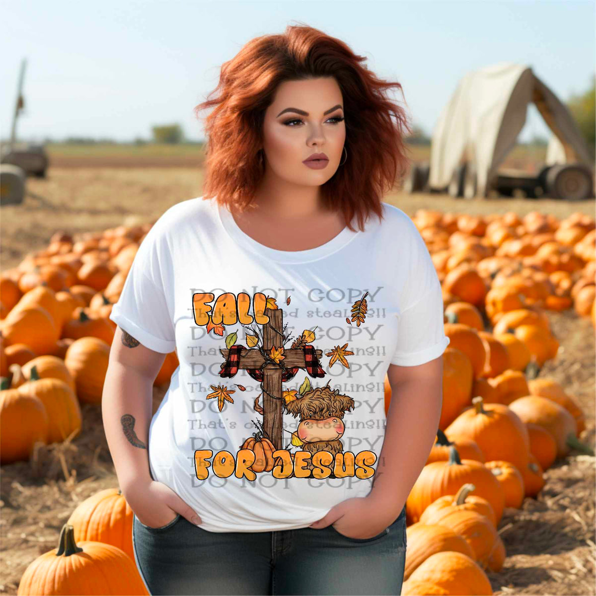 Fall for jesus cross and cow 52295 DTF transfer