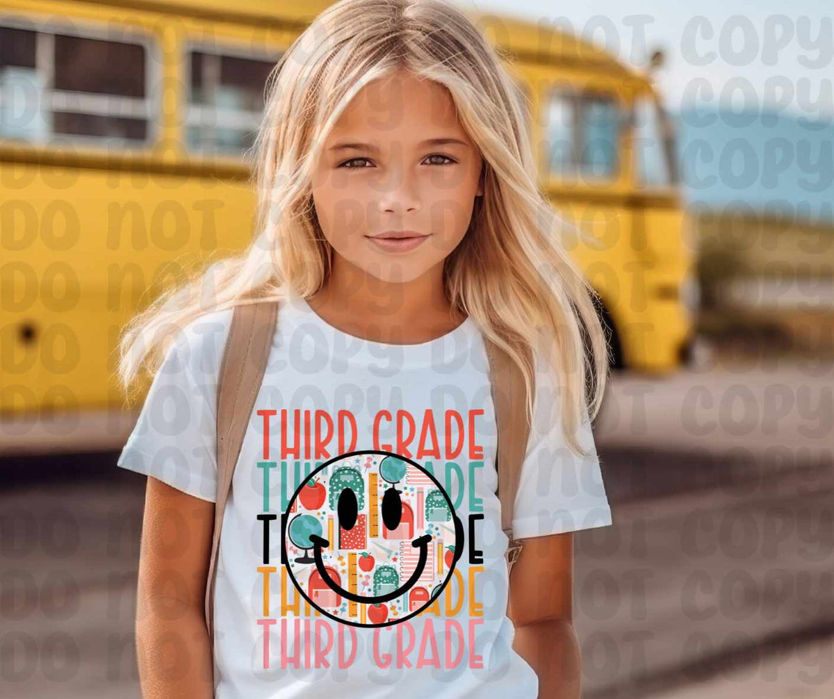 Third grade stacked smiley (canvista) 43706 DTF transfer