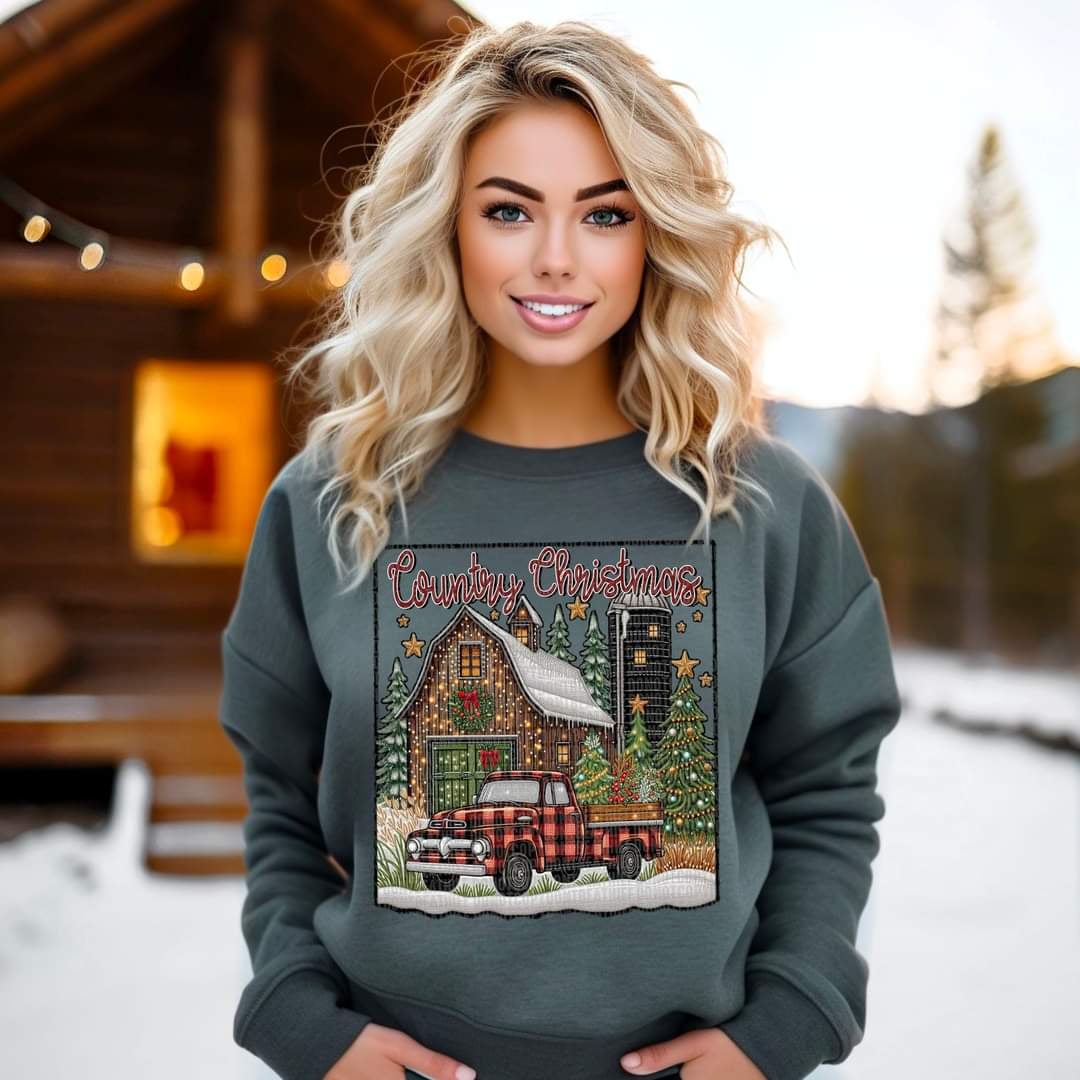 Country christmas plaid truck 43826 DTF TRANSFER