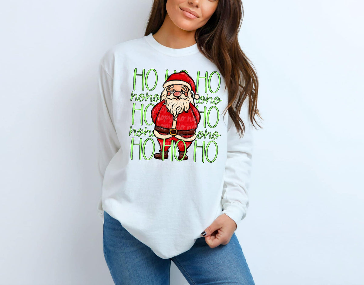 Ho ho ho green stacked with santa EXCLUSIVE DTF transfer