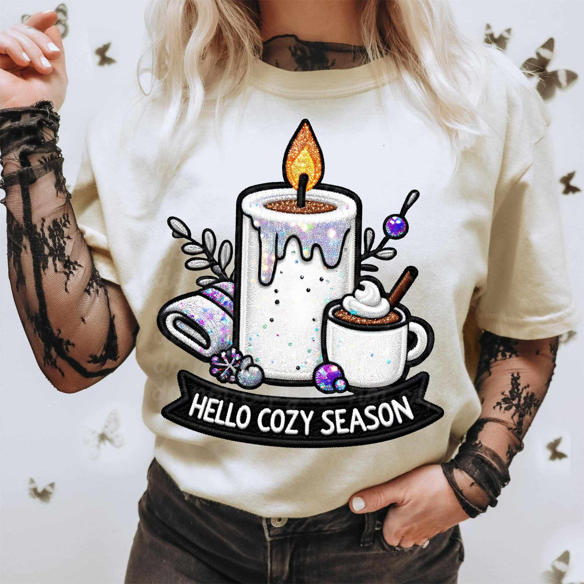 Hello cozy season candle 50688 DTF transfer