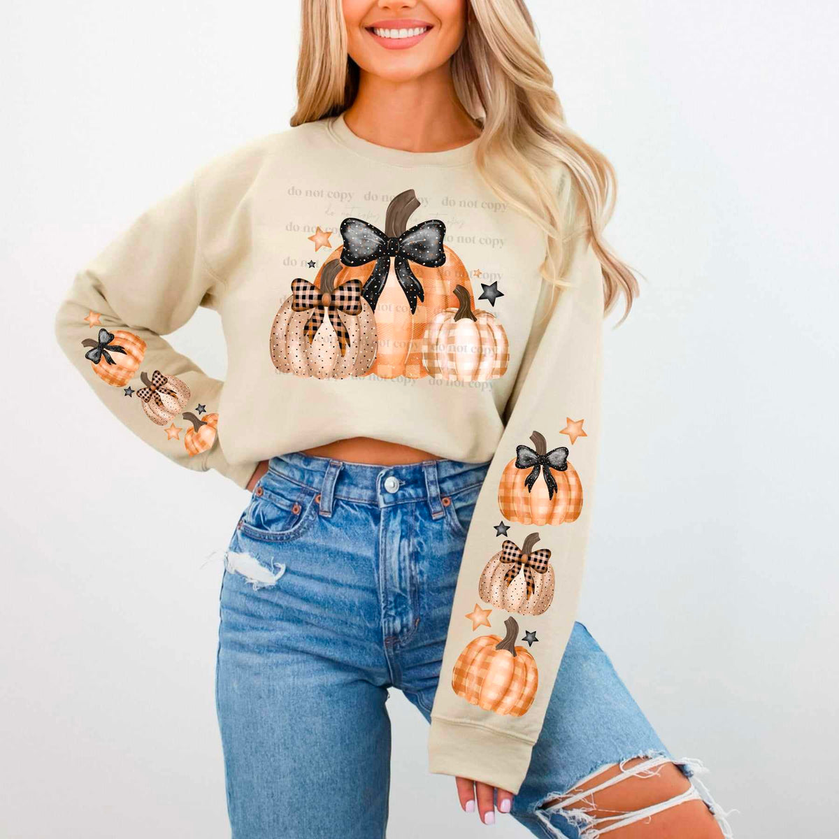 Trio pumpkins with bows FRONT ONLY (CSC) 50152 DTF transfer