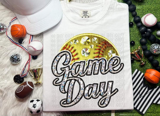 Game day softball with rhinestones (CRAFTI) 50322 DTF transfer