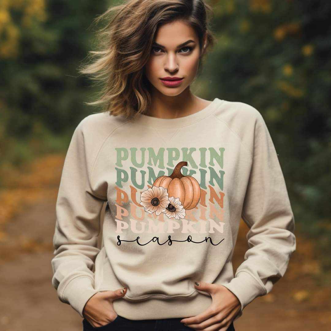 Pumpkin season stacked green orange pink font (CSC) 44193 DTF transfer