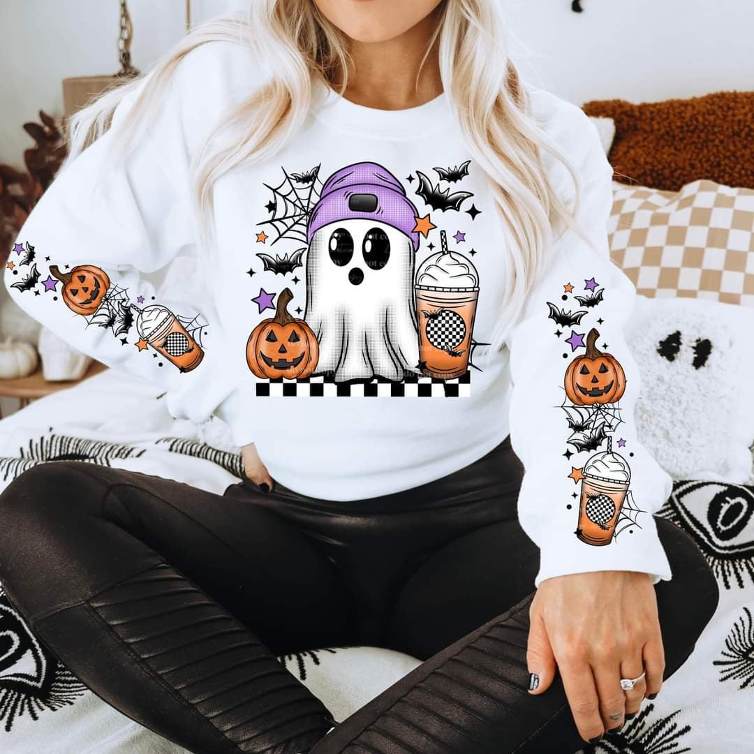 Ghost with purple beanie FRONT ONLY (CSC) 43933 DTF TRANSFER