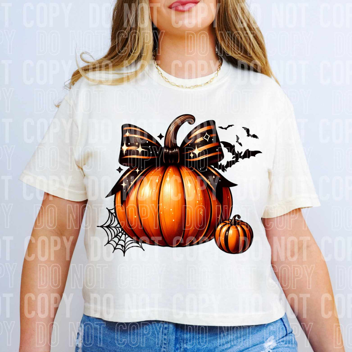 Pumpkin with orange and black bow 52101 DTF transfer
