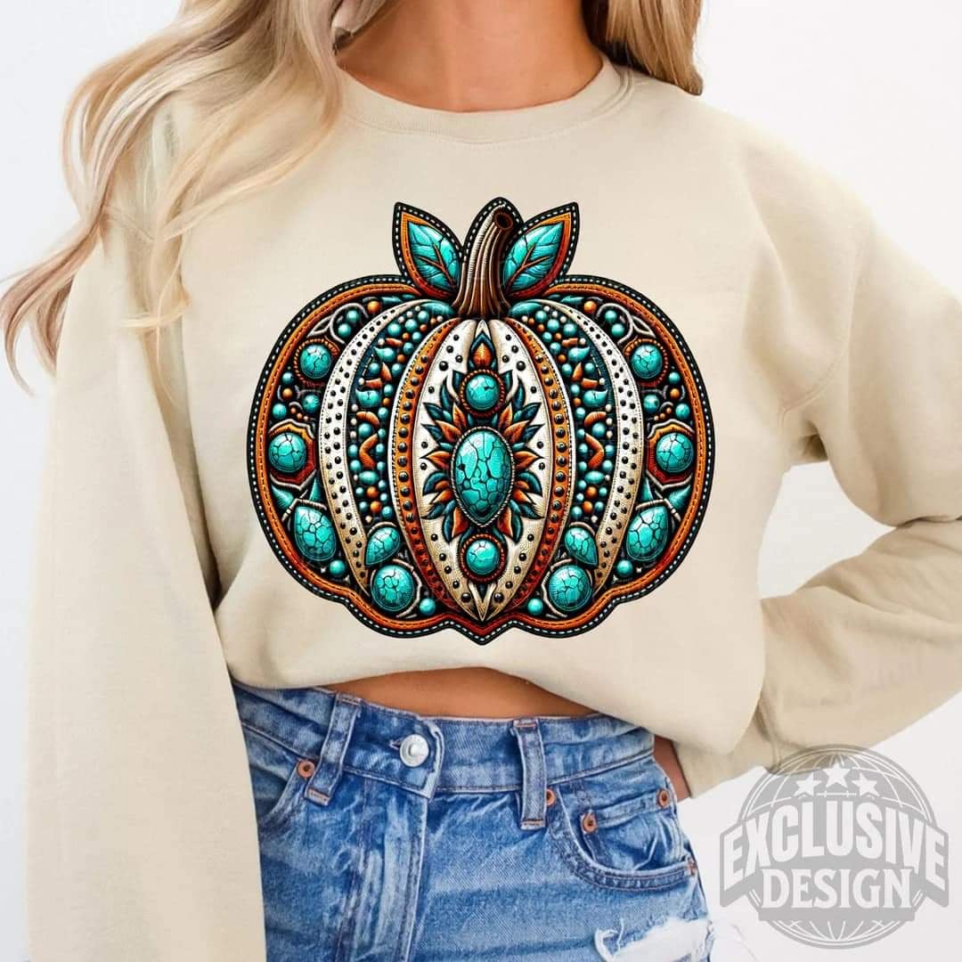 Boho pumpkin with turquoise stones (CRAFTI) 44537 DTF transfer