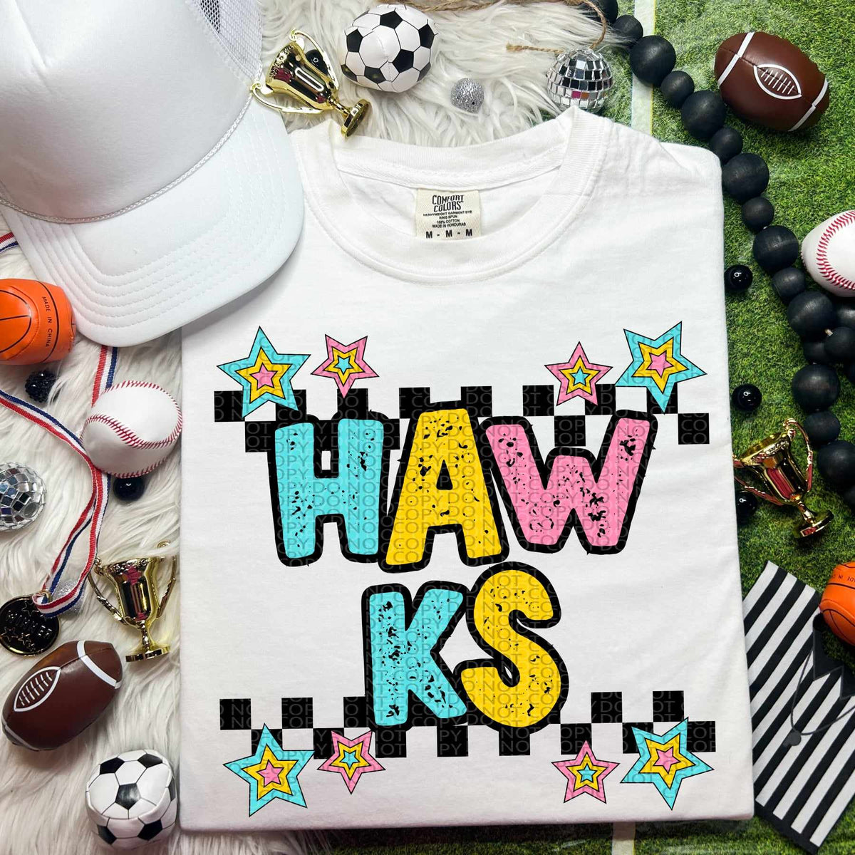 Hawks blue yellow pink 44411 DTF transfer