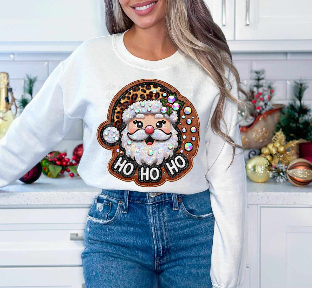 Ho ho ho santa leather background 43740 DTF transfer