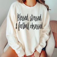 Blesses stressed & football obsessed  black font (GROVE) 50285 DTF transfer