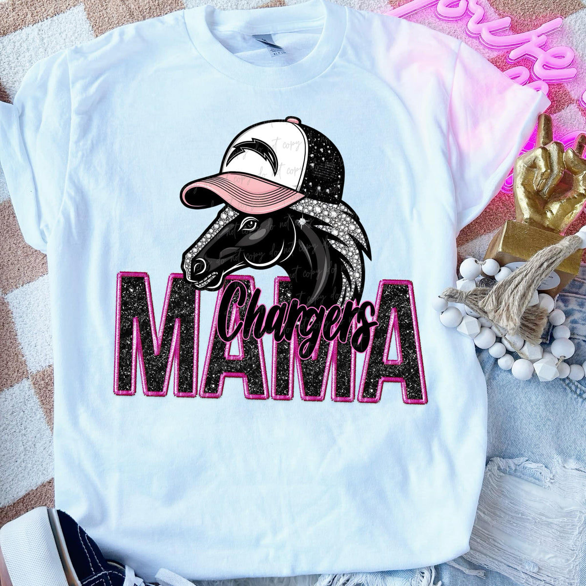 Chargers mama PINK DTF transfers