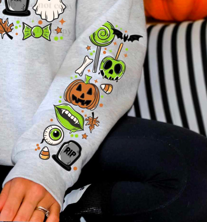 Orange and green halloween items SLEEVE (CSC) 44881 DTF transfer