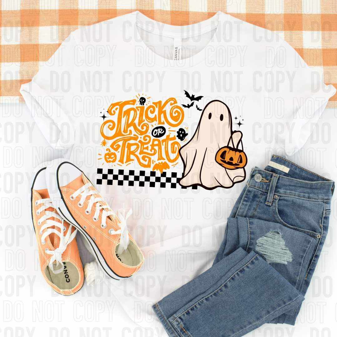 Trick or treat yellow font ghost (SBB) 44175 DTF transfer