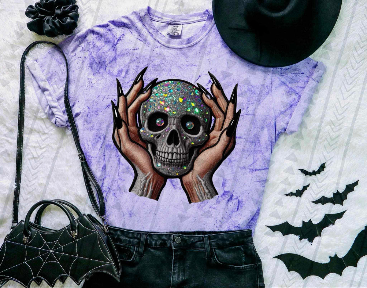 Hands holding skull exclusive 43763 DTF transfer