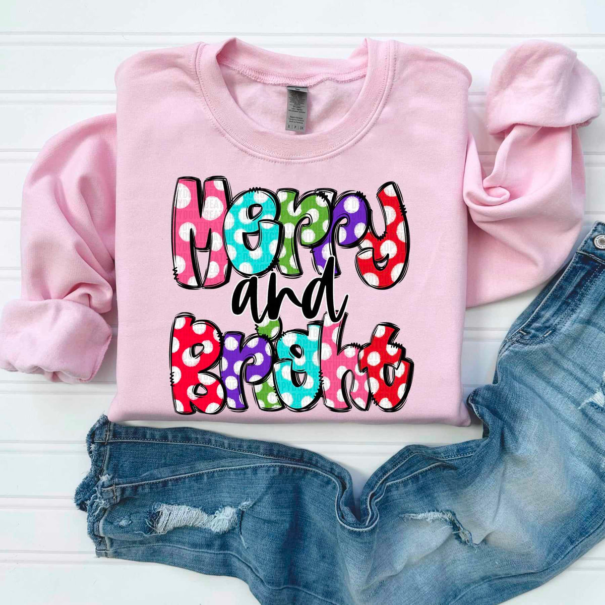 Merry and bright polka dots 50676 DTF transfer