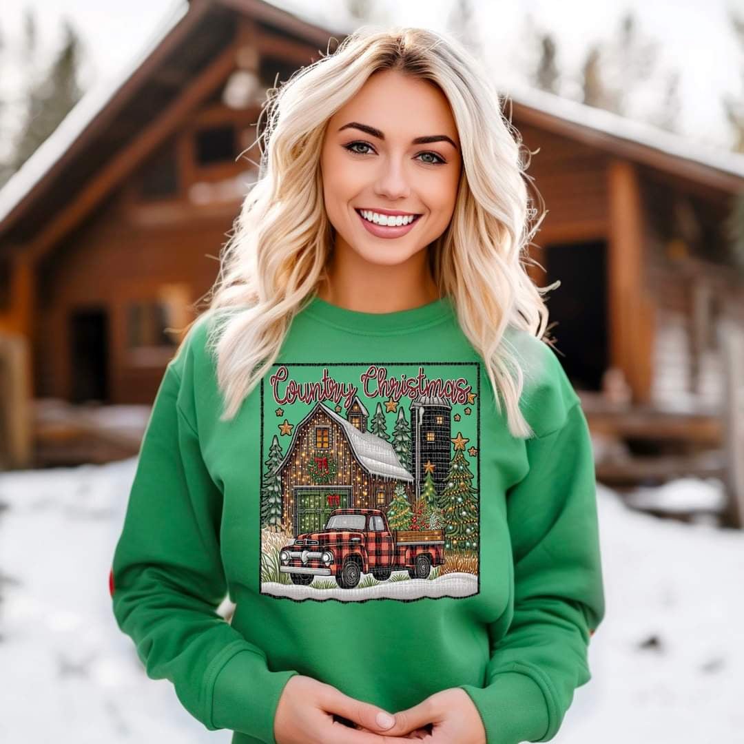 Country christmas plaid truck 43826 DTF TRANSFER