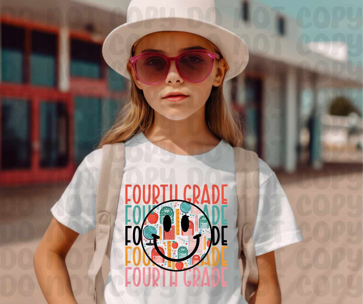 Fourth grade stacked smiley (canvista) 43708 DTF transfer