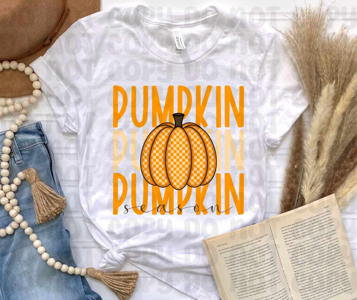 Pumpkin season stacked orange checkered pumpkin (canvista) 43698 DTF transfer