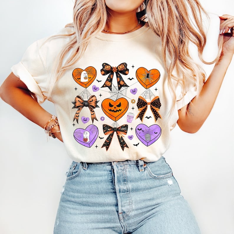 Halloween hearts and bow collage 43992 DTF transfer
