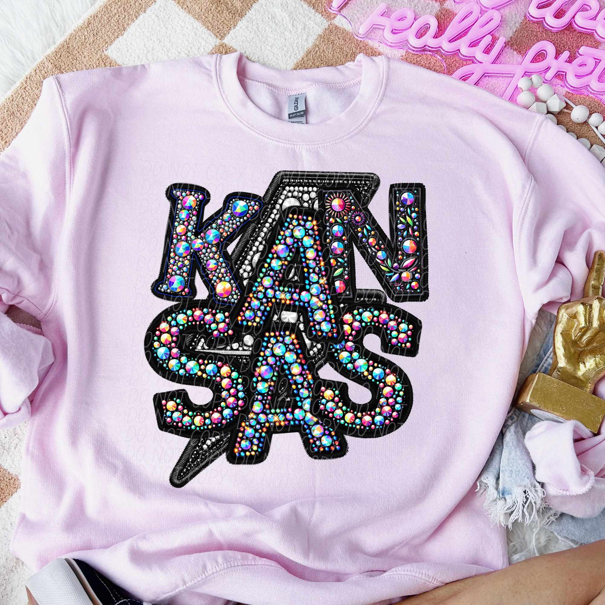 Kansas rhinestone lightning bolt (CITY) 44061 DTF transfer