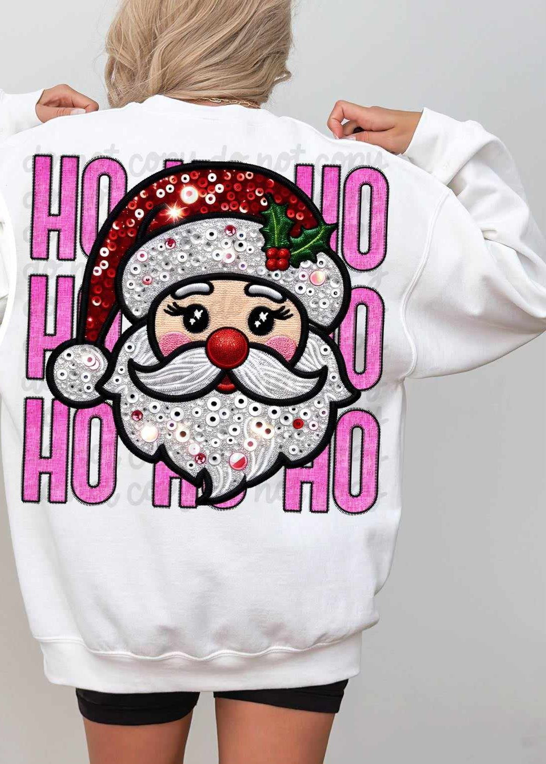 Ho ho ho stacked sequin santa exclusive 41523 DTF transfer