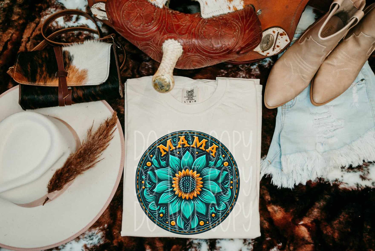Mama teal sunflower 43204 DTF transfer