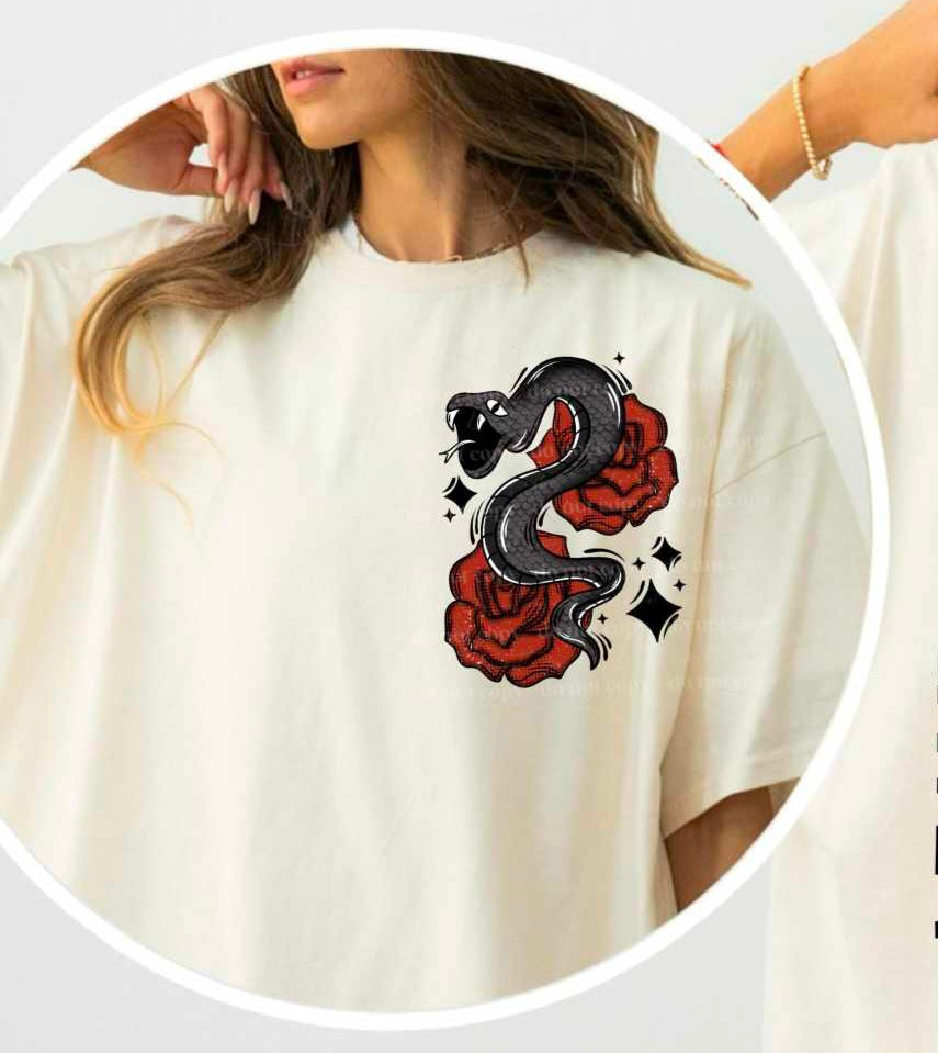 Black snake red roses (CSC) 43055 DTF transfers