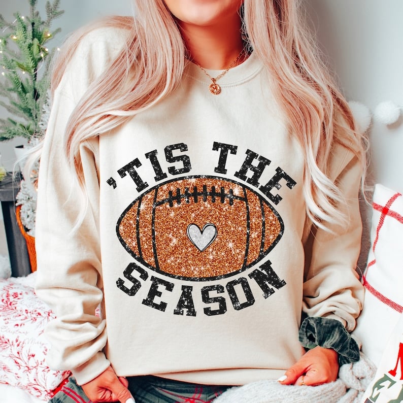 Tis the season glittery football 41907 DTF transfer