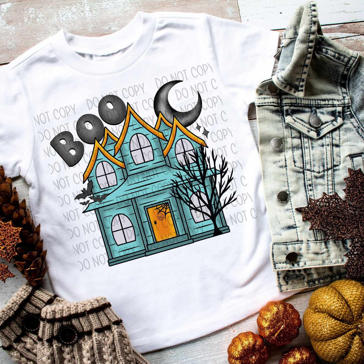 Boo blue house (SW)  39978 DTF transfer