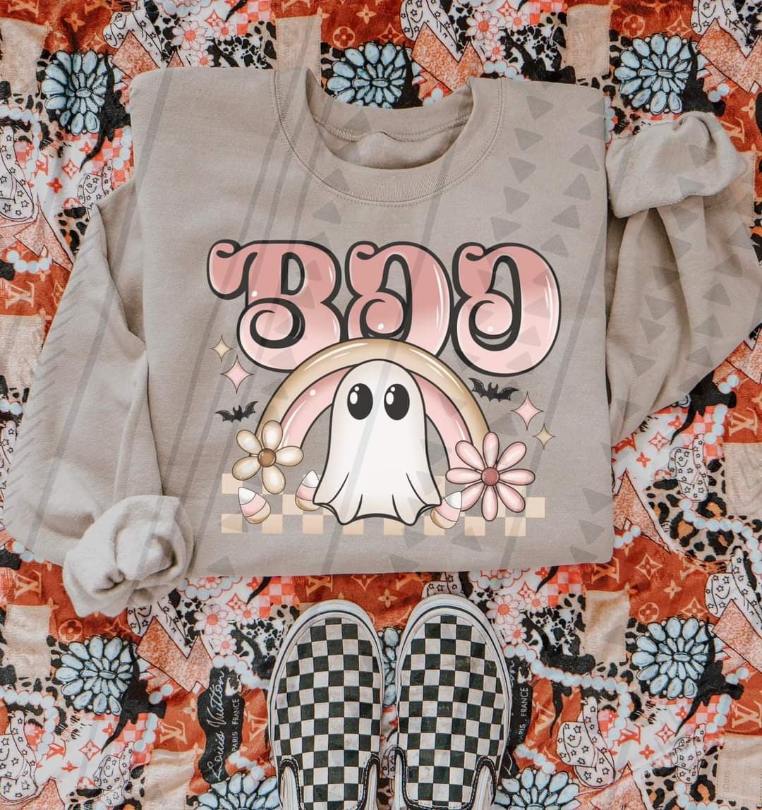Boo ghost with rainbow pink font 39871 DTF transfer