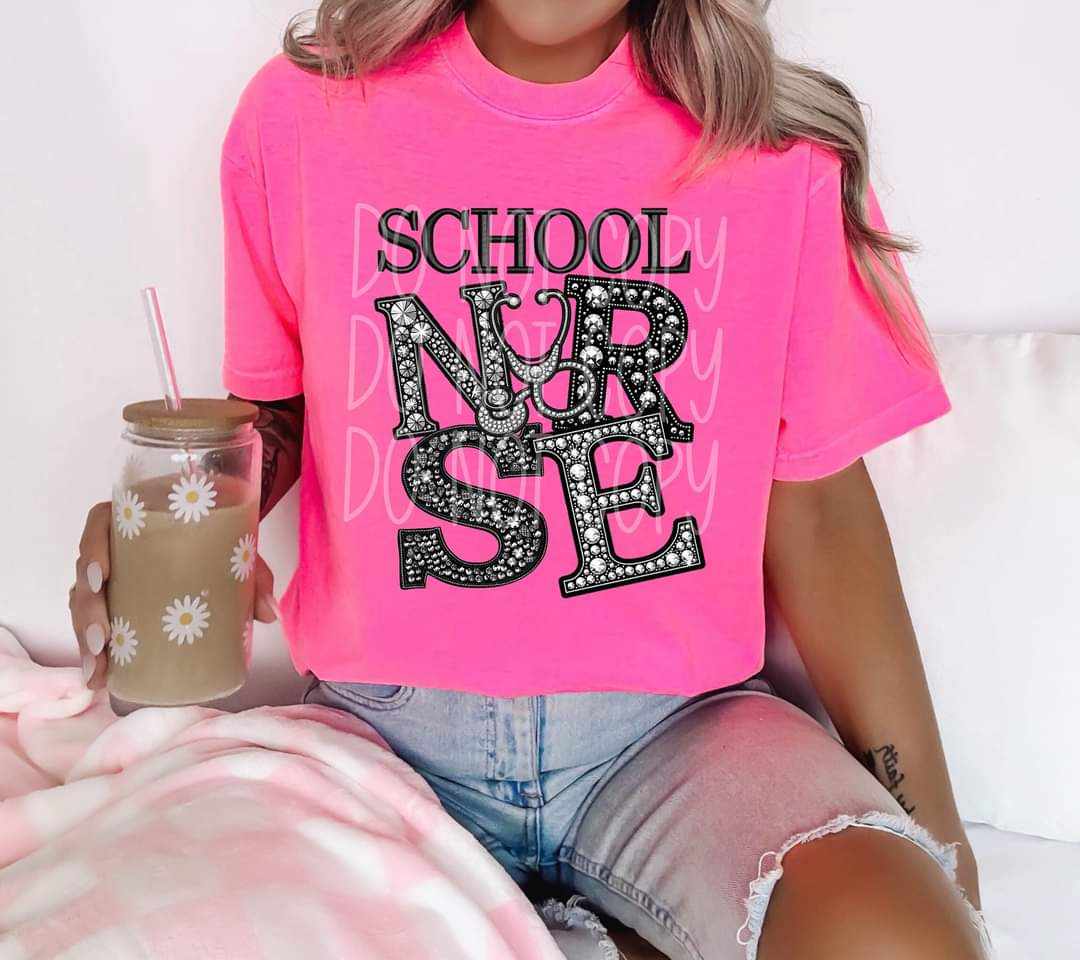 School nurse rhinestone 41151 DTF transfer