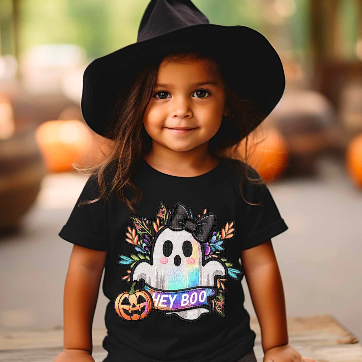 Hey boo ghost with black bow 43063 DTF transfers