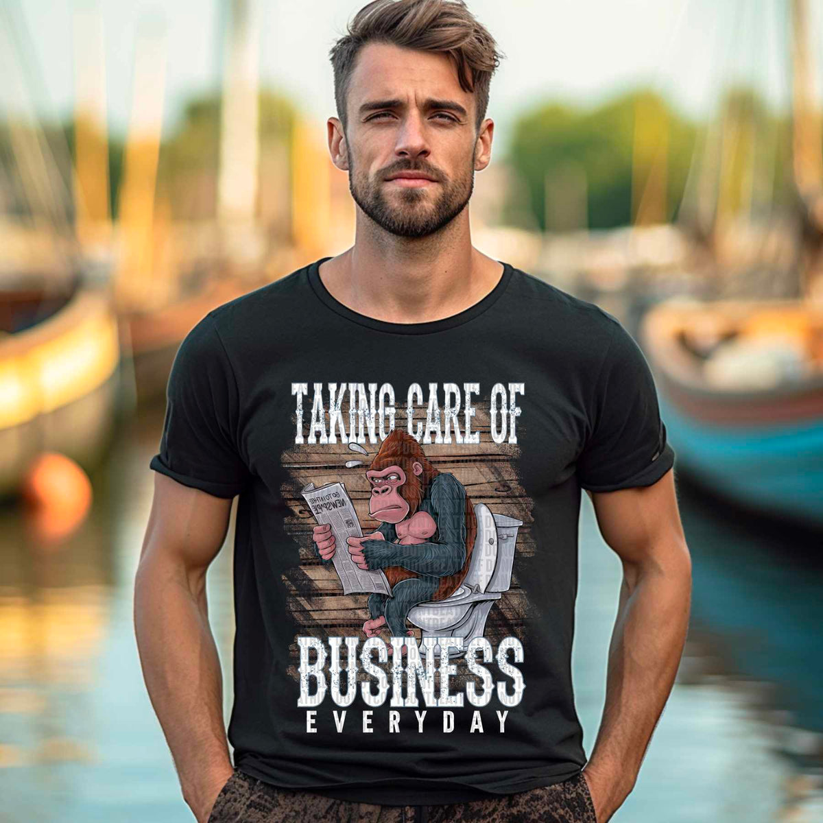 Taking care of business everyday gorilla white font 41572 DTF transfer