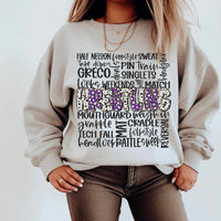 Wrestling subway white purple BLACK FONT 43437 DTF transfer