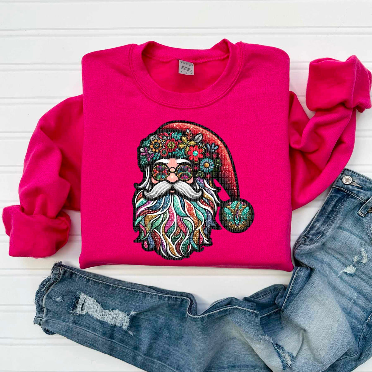 Hippie Groovy santa rhinestones 43417 DTF transfer