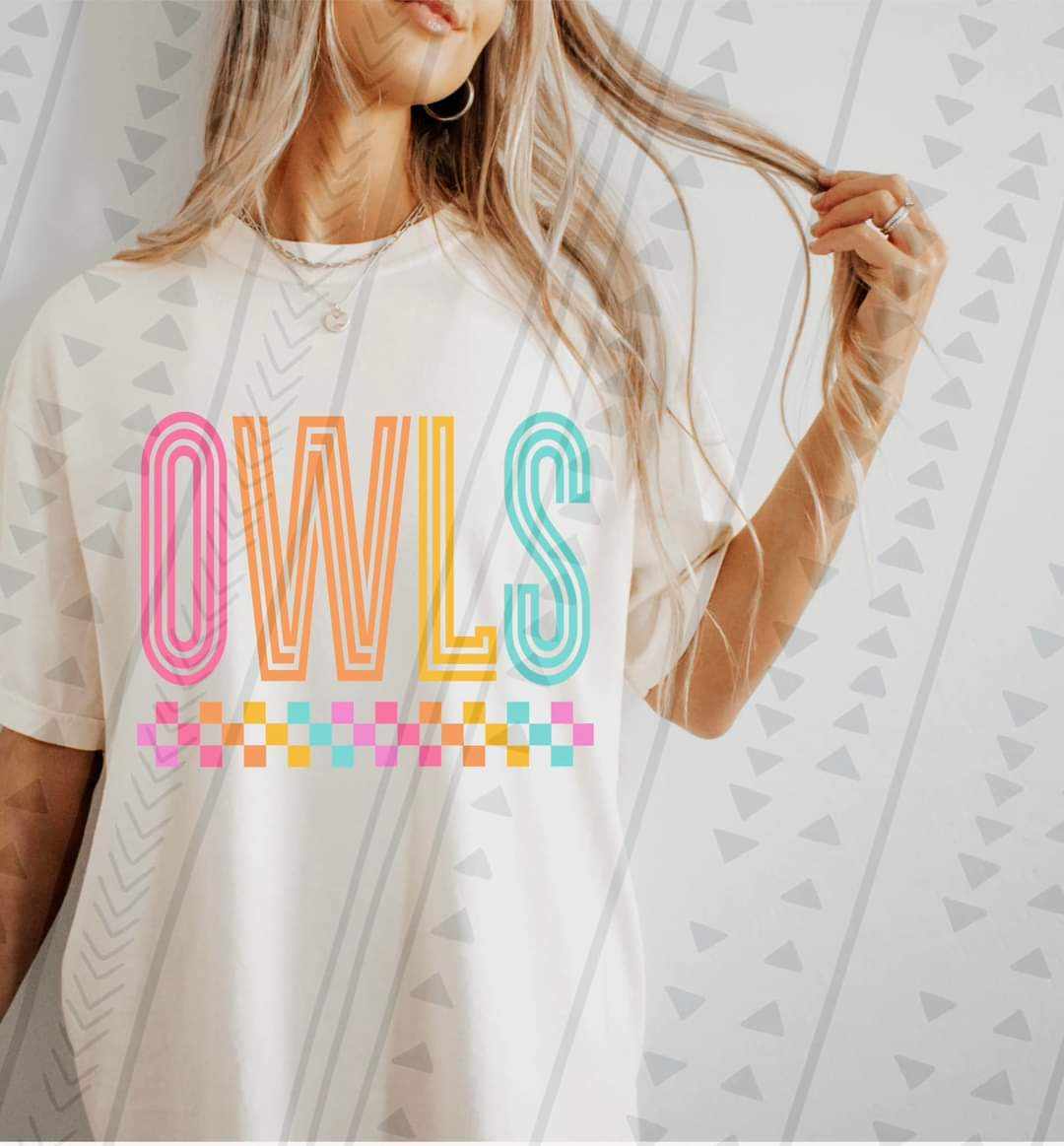 Owls colorful retro 41662 DTF transfer