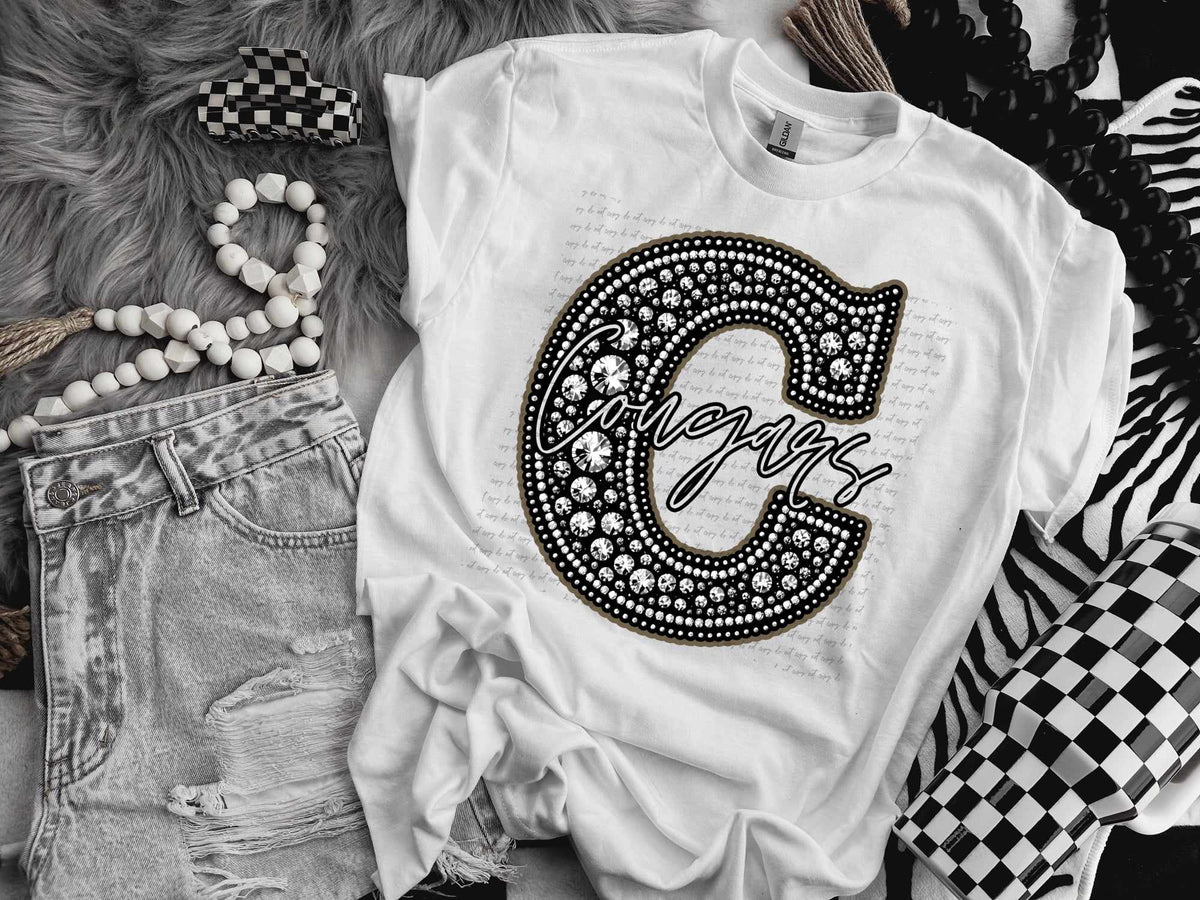 C cougars rhinestone (CITY) 41445 DTF TRANSFER