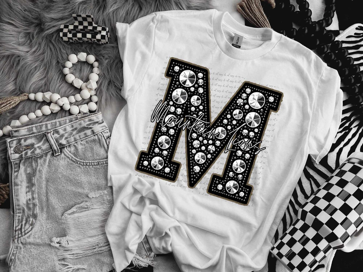 M mountain lions rhinestone (CITY) 41421 DTF TRANSFER