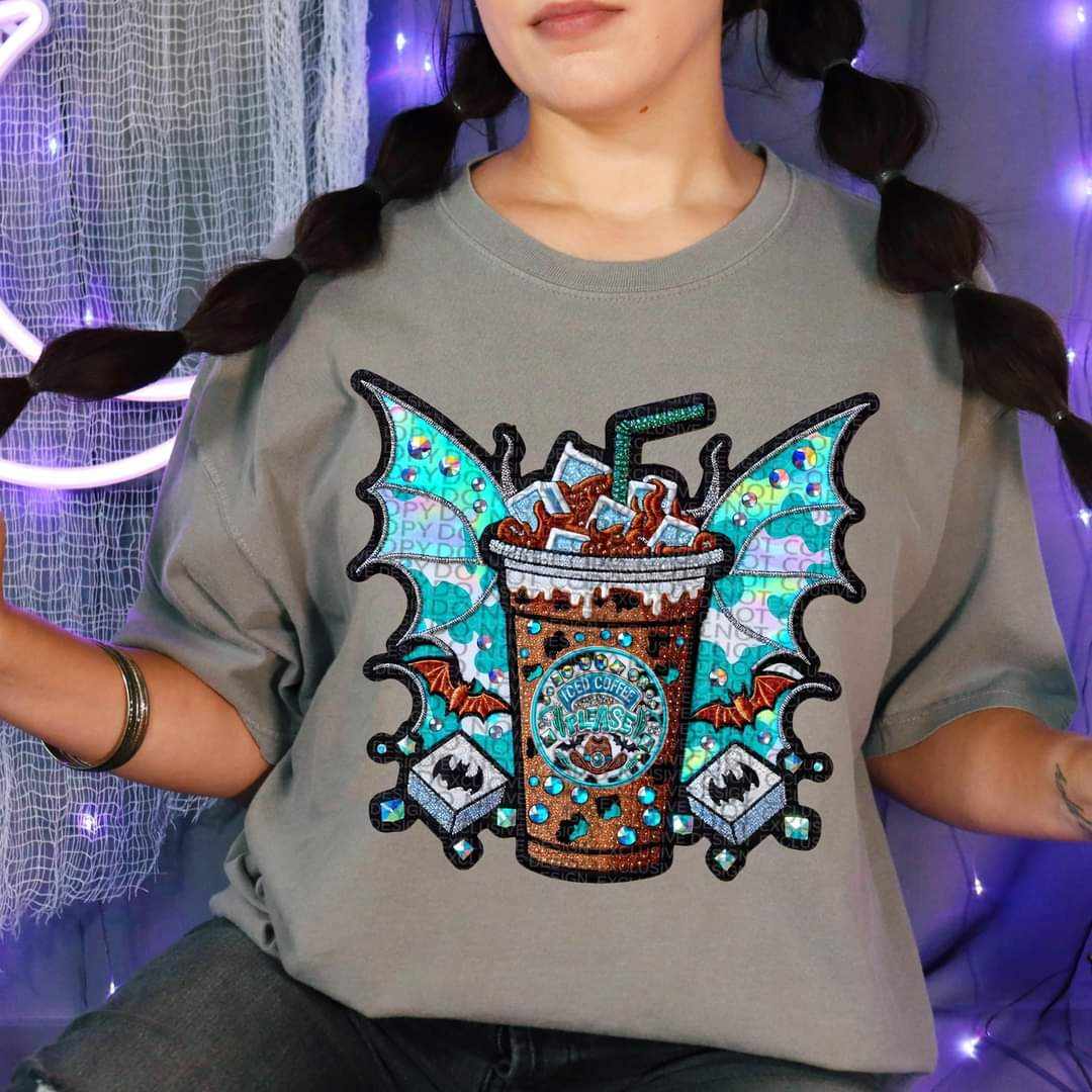 Iced coffee with bat wings (HW) 43228 DTF transfers