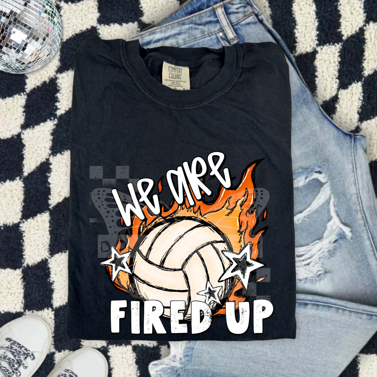 We are fired up flaming volleyball (PH) DTF Transfer