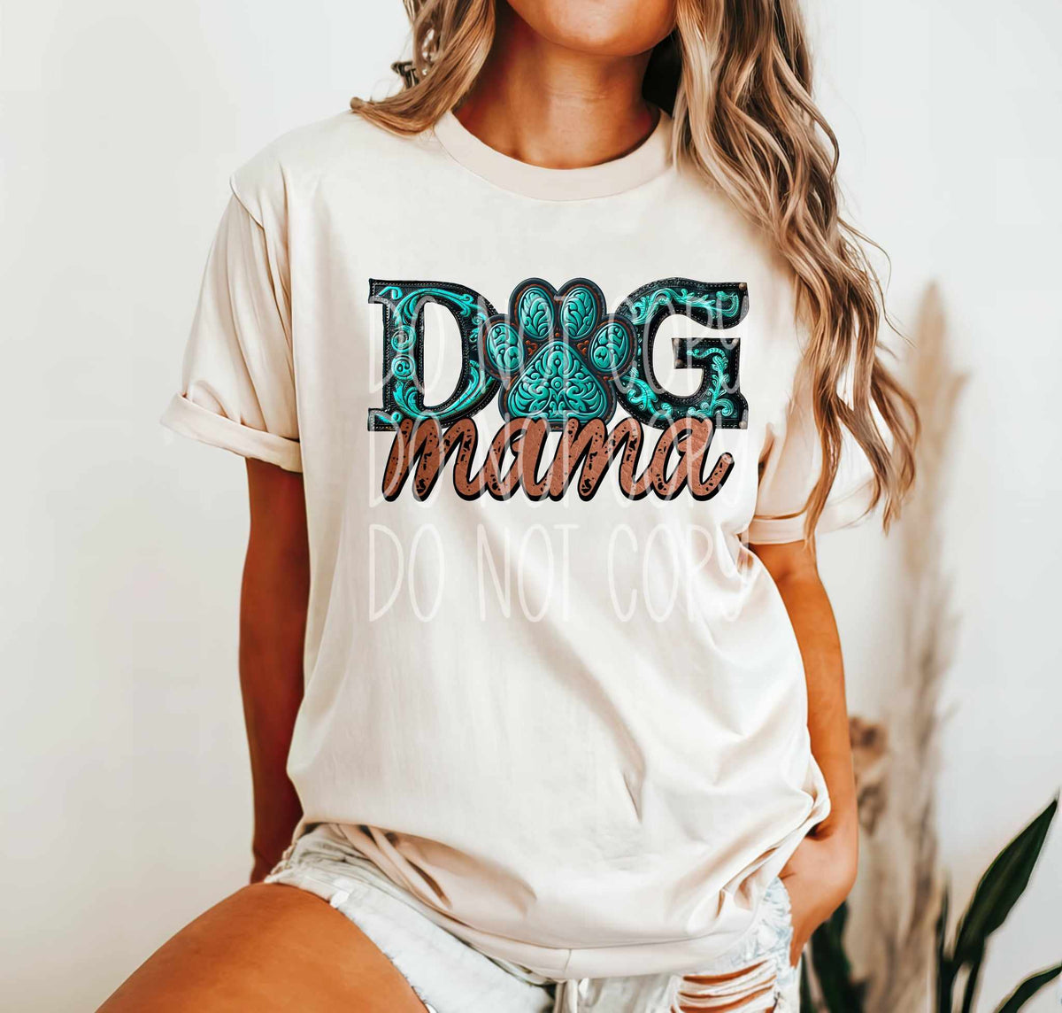 Dog mama teal 43200 DTF transfer