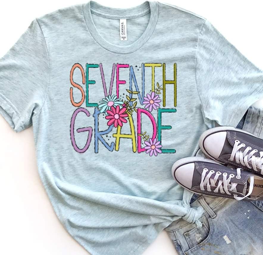 Seventh grade colorful with flowers 39861DTF transfer