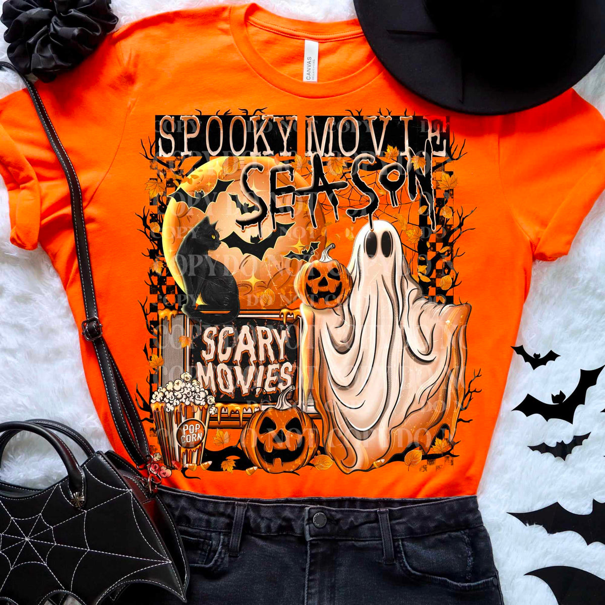 Spooky movie season black cat and ghost (AG) 43068 DTF transfers